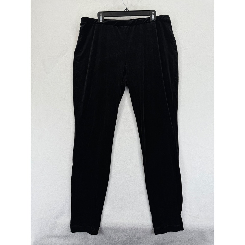 Chico's Easywear Velvet Pants Black Women's Size 3 US XL Elastic Waist Pull On‎